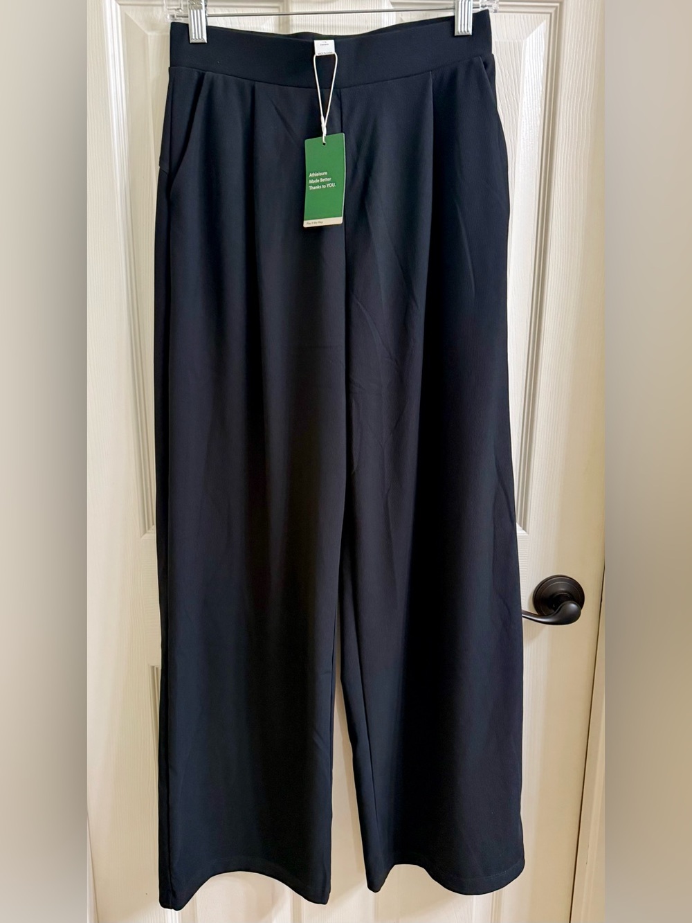 HALARA High Rise Body Sculpt Waist Slimming Pocket Wide-Leg Black Pants